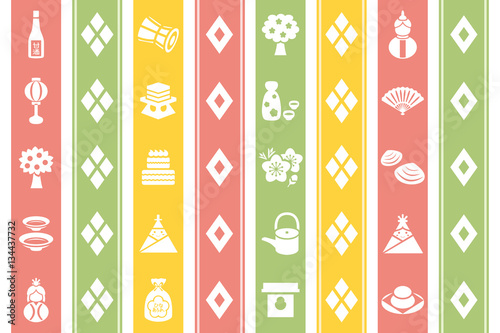 ひなまつり　繧繝模様のアイコンセット