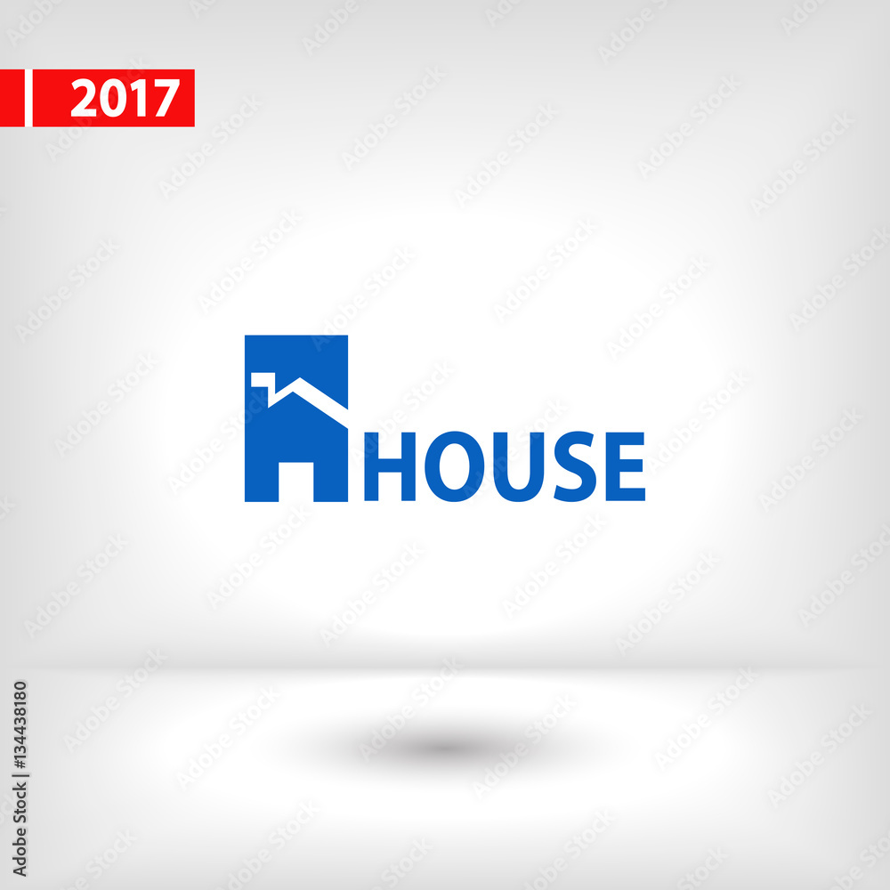 Obraz premium House icon. Sample text, vector illustration. Flat design style 