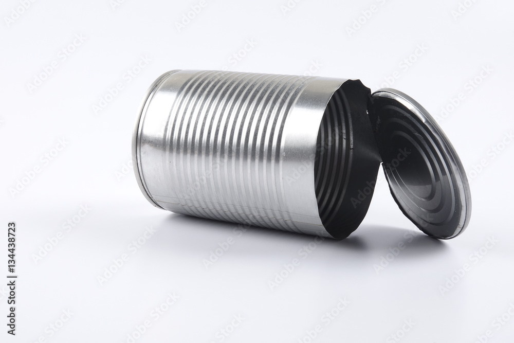 Empty oped aluminum can isolated on white. Empty oped aluminum can isolated on white.