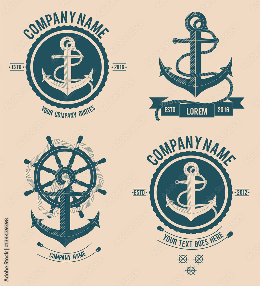 Anchor Logos / boat / Ship / sea logos Stock Vector