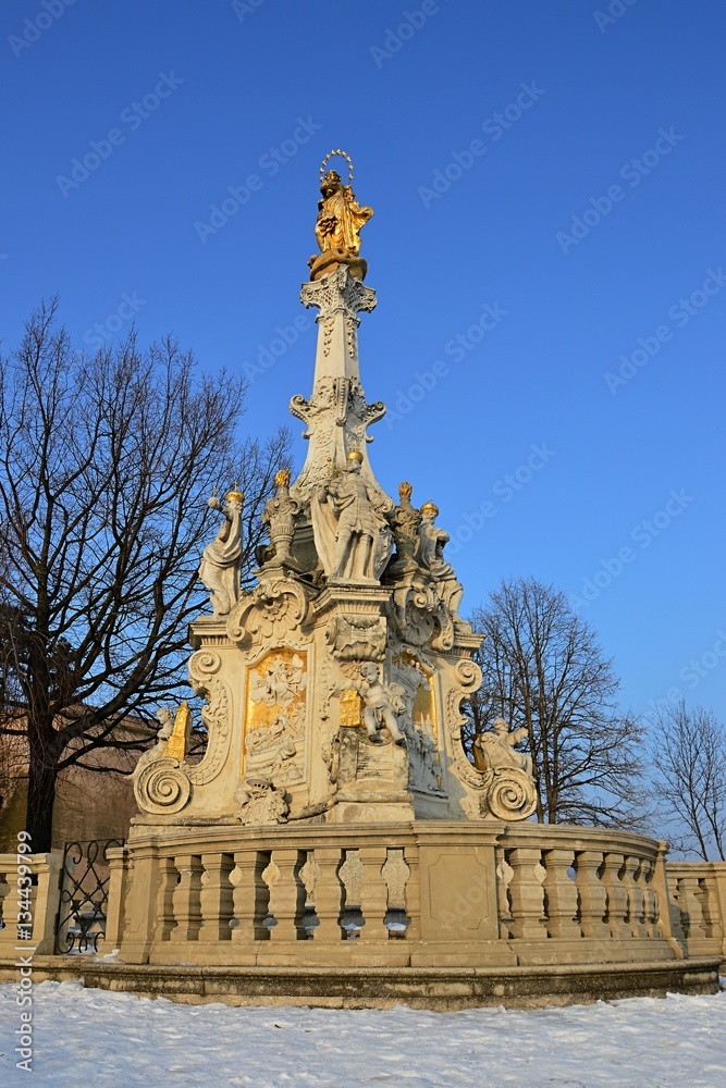Marian plague column in front o castle Nitra, Slovakia