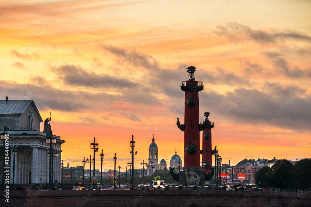 St Petersburg, Russia. Sunset over Strelka