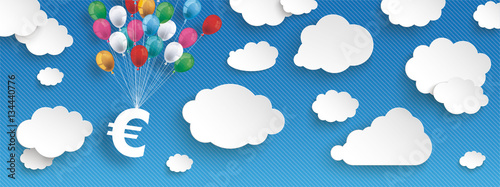 Paper Clouds Striped Blue Sky Balloons Euro Header