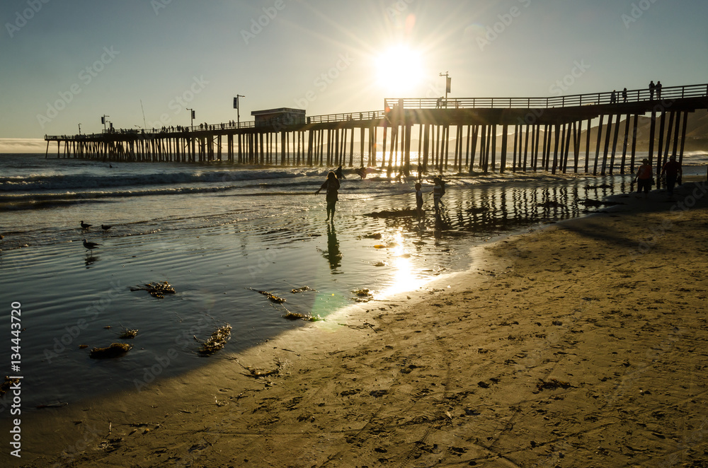 Fototapeta premium Strand Steg Sonnenuntergang