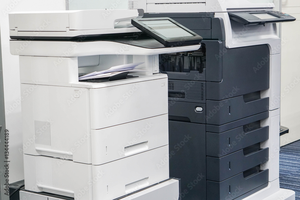 close up two office printers
