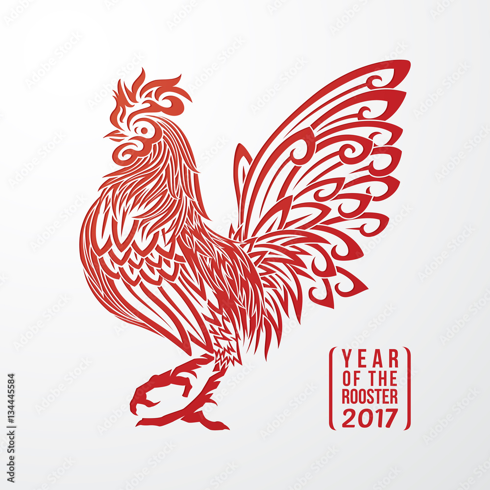 Vector illustration of chinese zodiac rooster, chinese new year 2017 Vector illustration of chinese zodiac rooster, chinese new year 2017