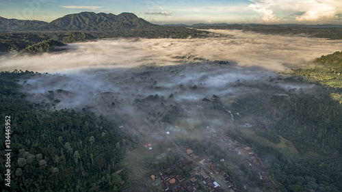Sumatra Foggy Morning Aerial