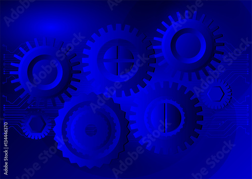 Dark blue vector background gear technology wheel circle concept