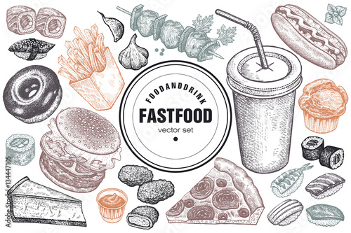 Vector set of fast food.