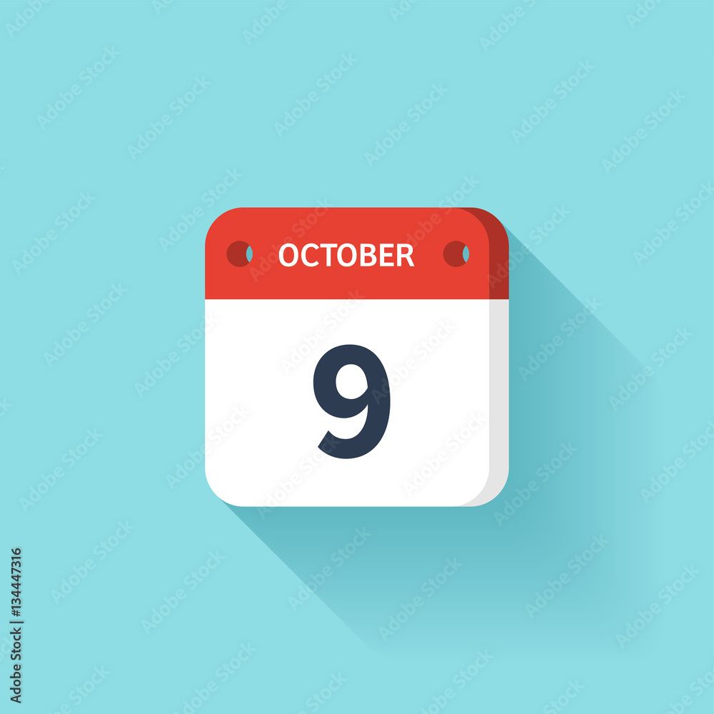 October 9. Isometric Calendar Icon With Shadow.Vector Illustration,Flat Style.Month and Date.Sunday,Monday,Tuesday,Wednesday,Thursday,Friday,Saturday.Week,Weekend,Red Letter Day. Holidays 2017. October 9. Isometric Calendar Icon With Shadow.Vector Illustration,Flat Style.Month and Date.Sunday,Monday,Tuesday,Wednesday,Thursday,Friday,Saturday.Week,Weekend,Red Letter Day. Holidays 2017.