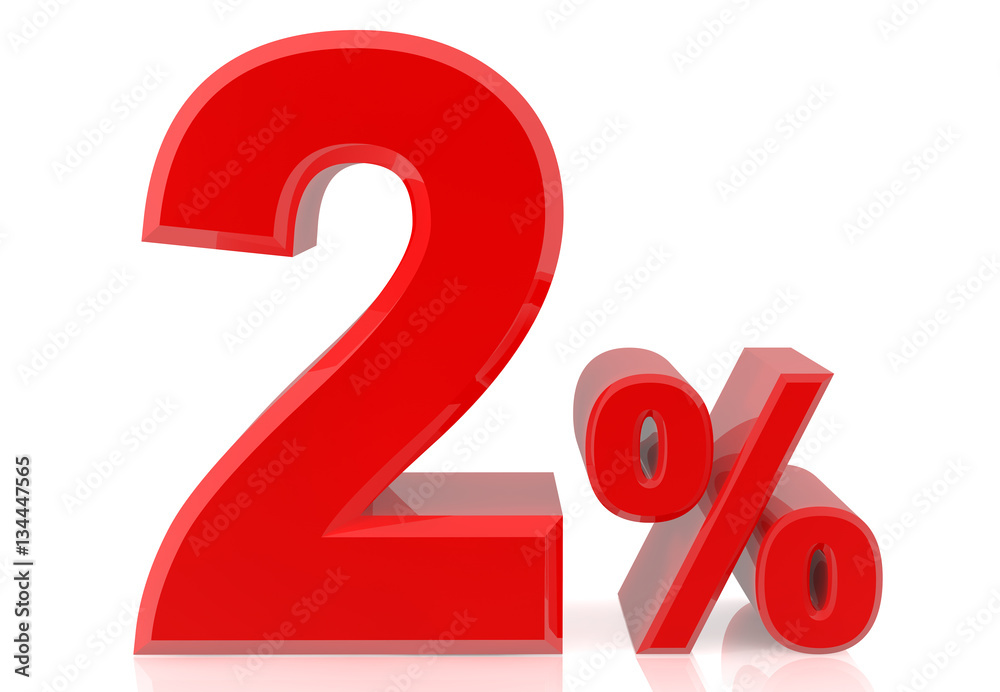 two percent red 3d rendering two percent red 3d rendering