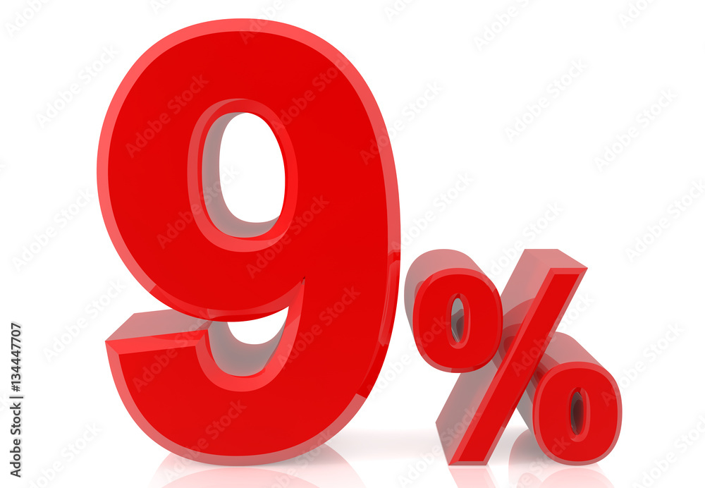nine percent red 3d rendering nine percent red 3d rendering