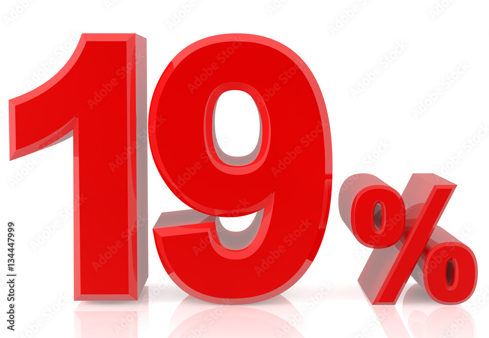 nineteen percent red 3d rendering
