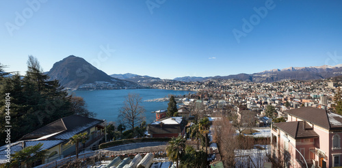 Panoramic view of Lugano city