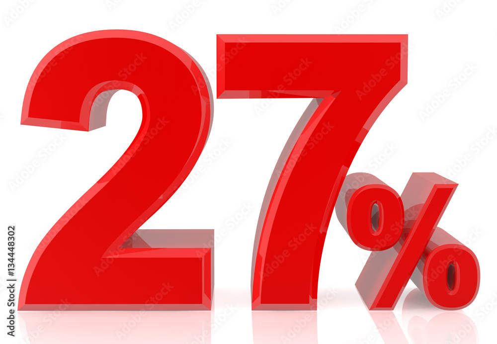 twenty seven percent red 3d rendering twenty seven percent red 3d rendering