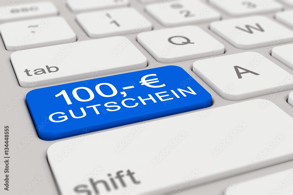 Tastatur - 100 Euro Gutschein - blau Tastatur - 100 Euro Gutschein - blau