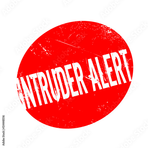 Intruder Alert rubber stamp. Grunge design with dust scratches. Effects can be easily removed for a clean, crisp look. Color is easily changed.