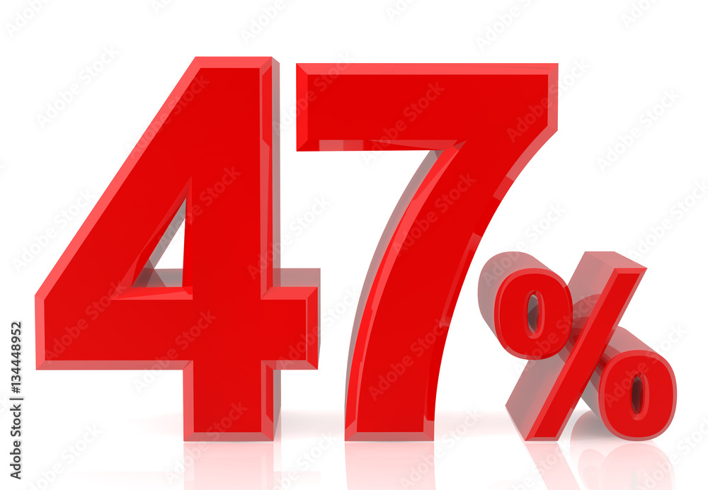 Fourty seven percent red 3d rendering Fourty seven percent red 3d rendering