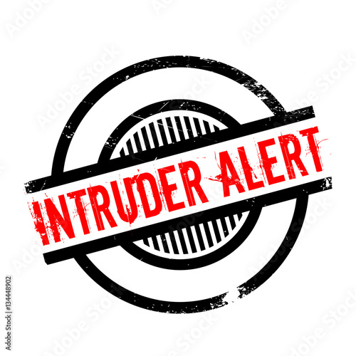 Intruder Alert rubber stamp. Grunge design with dust scratches. Effects can be easily removed for a clean, crisp look. Color is easily changed.