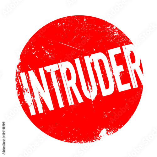 Intruder rubber stamp. Grunge design with dust scratches. Effects can be easily removed for a clean, crisp look. Color is easily changed.