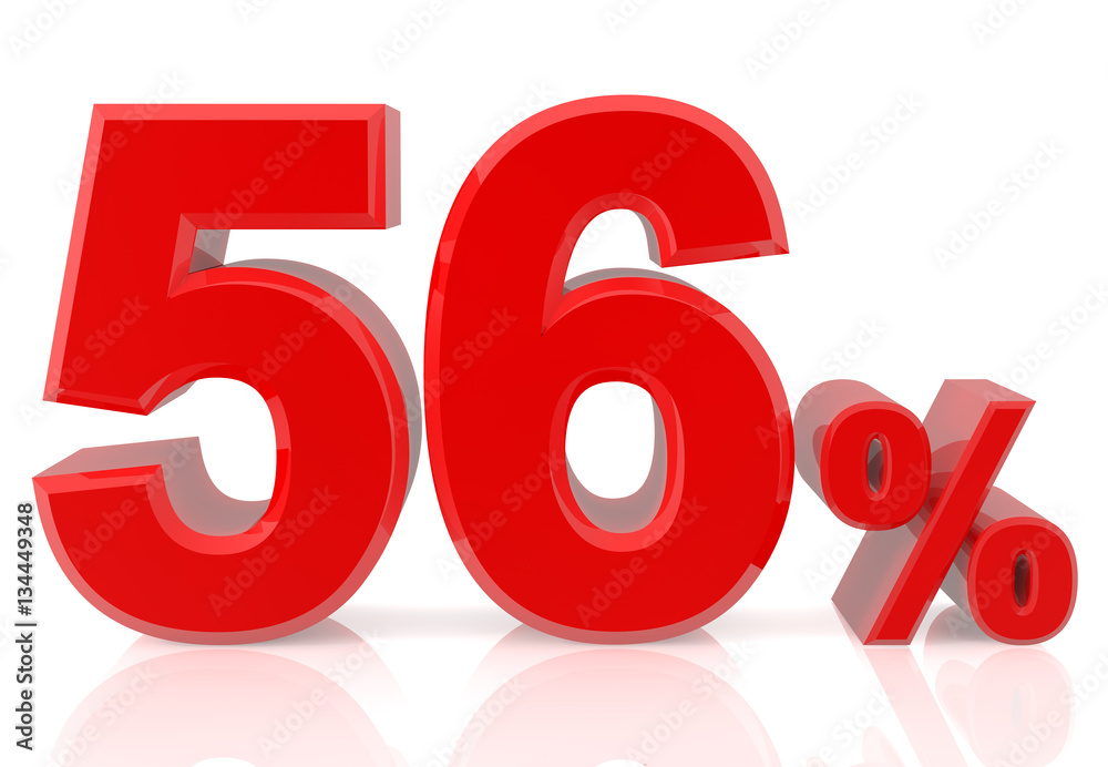 fifty six percent red 3d rendering fifty six percent red 3d rendering