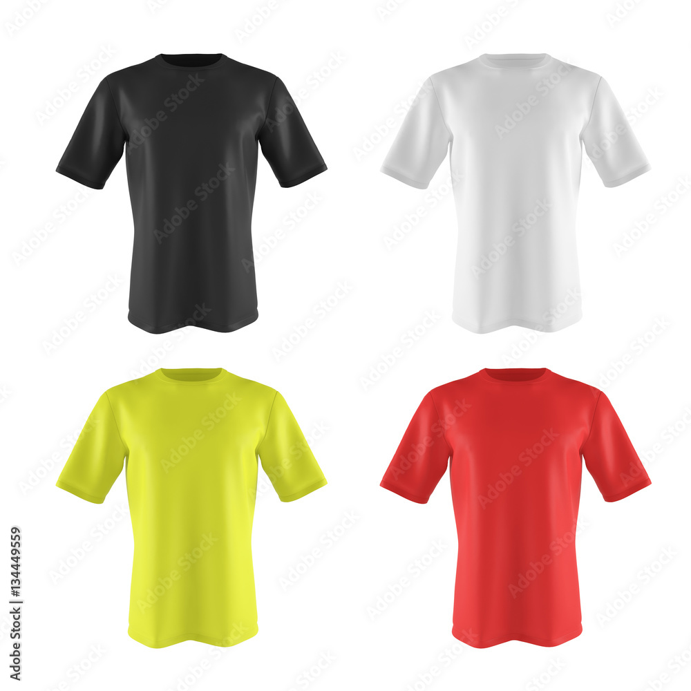 set of color T-shirt isolated on white. 3d render set of color T-shirt isolated on white. 3d render