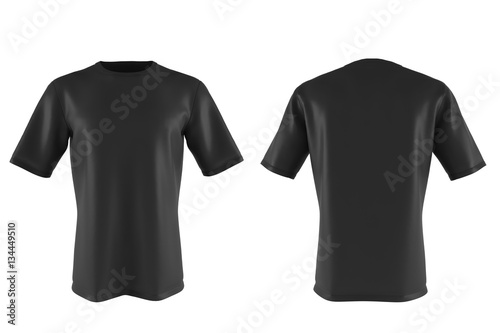 black T-shirt isolated on white. 3d render
