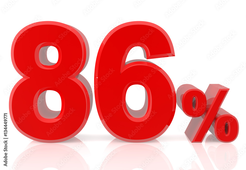 eighty six percent red 3d rendering eighty six percent red 3d rendering