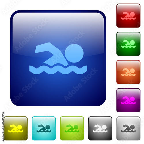 Swimming man color square buttons