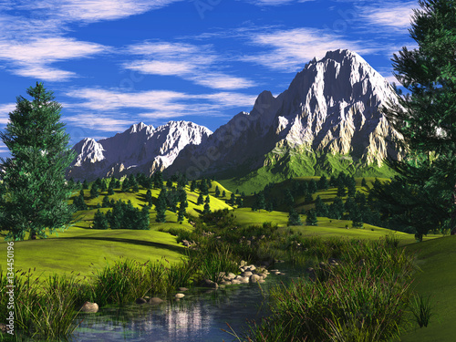 3d illustration alpine landscape
