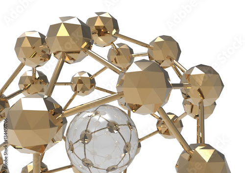 3d illustration complex  assembly of sphere