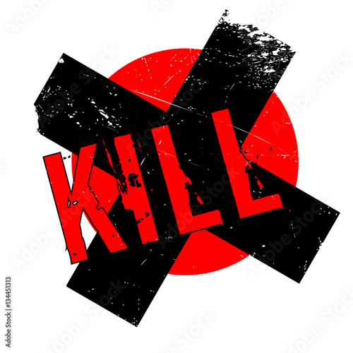 Kill rubber stamp. Grunge design with dust scratches. Effects can be easily removed for a clean, crisp look. Color is easily changed.
