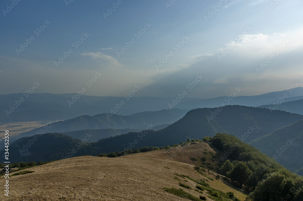 Mountain landscape at Central Balkan mountain, Beklemeto or Trojan pass, Stara Planiana, Bulgaria 