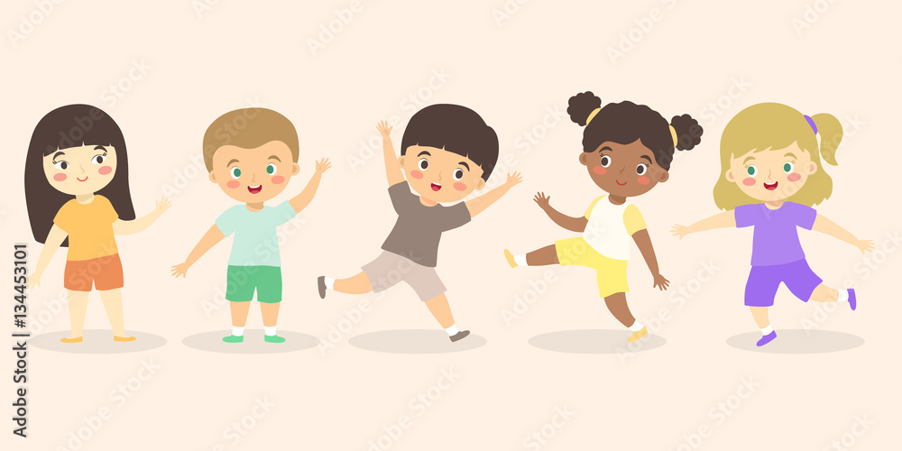 Boys and Girls Kid Set Cartoon, fun cute multi ethnic kids group icon vector illustration Boys and Girls Kid Set Cartoon, fun cute multi ethnic kids group icon vector illustration