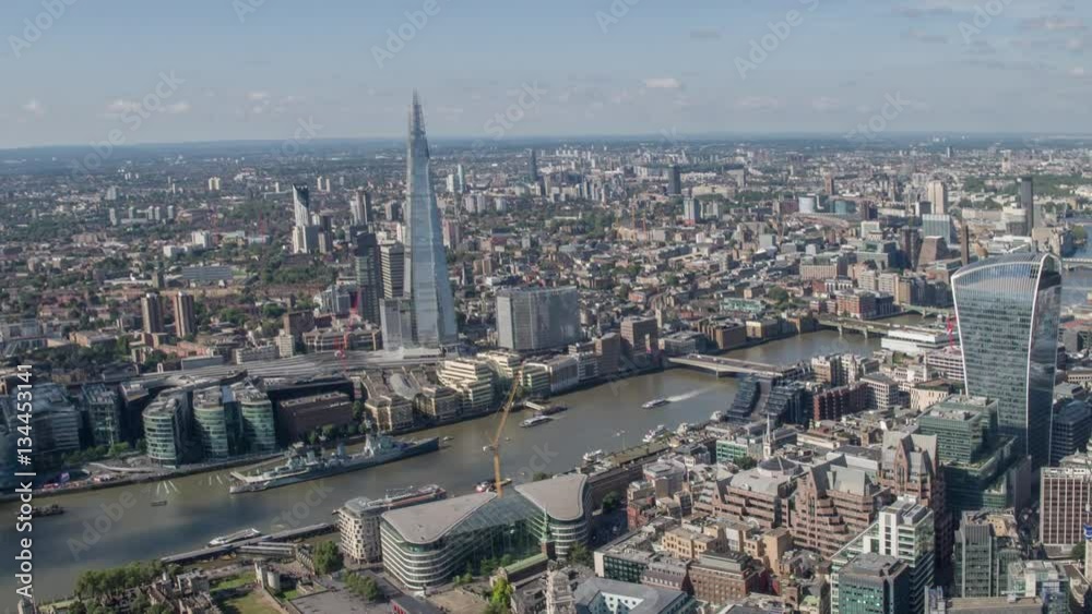 aerial view of the london city skyline from a helicopter aerial view of the london city skyline from a helicopter