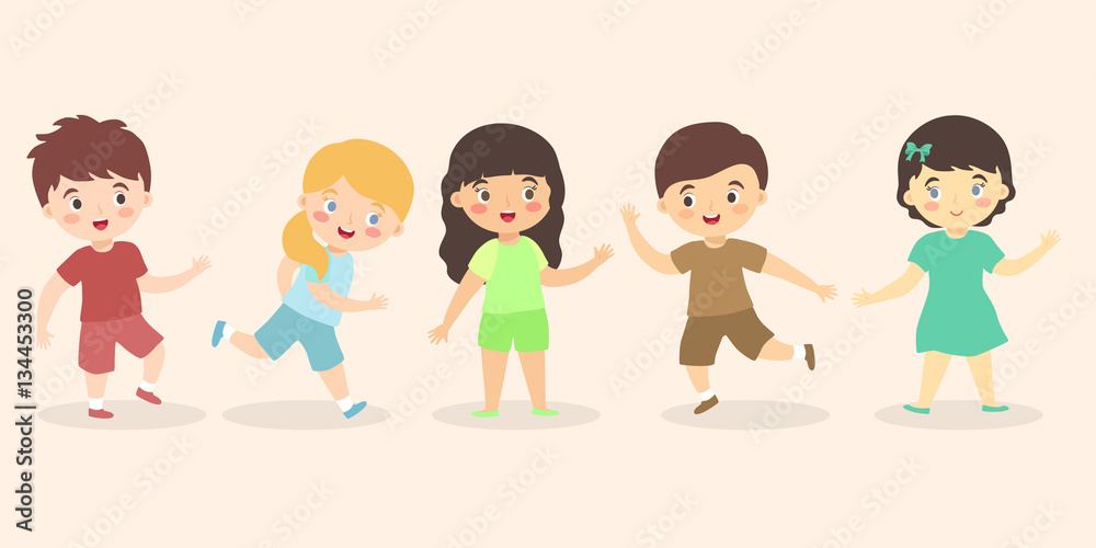 Boys and Girls Kid Set Cartoon, fun cute multi ethnic kids group icon vector illustration Boys and Girls Kid Set Cartoon, fun cute multi ethnic kids group icon vector illustration
