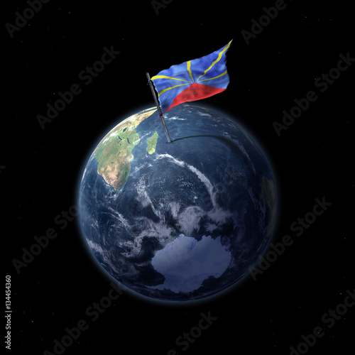 Drapeau de La Réunion sur la planète Terre 