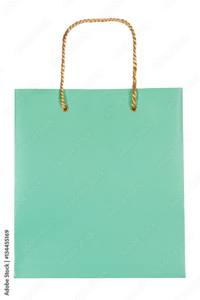 Turquoise paper bag on white Turquoise paper bag on white
