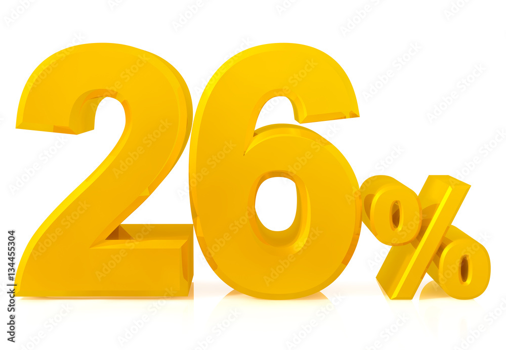 twenty six percent gold 3d rendering twenty six percent gold 3d rendering