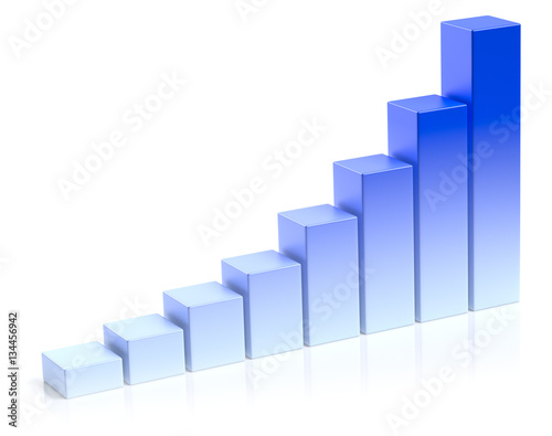 Blue growing bar chart business success concept