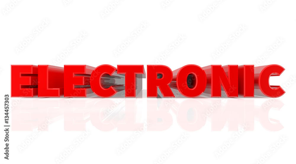 3D ELECTRONIC word on white background 3d rendering