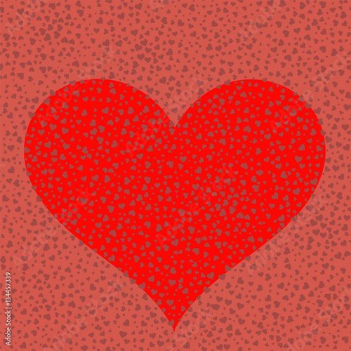 Heart on Red Romantic Background. Symbol of Valentines Day