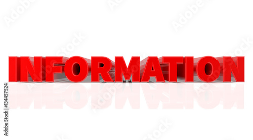 3D INFORMATION word on white background 3d rendering