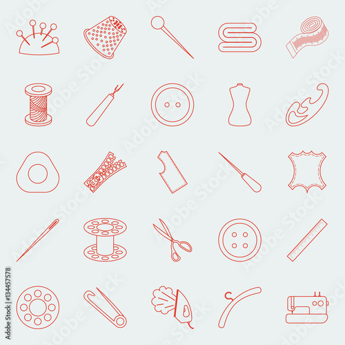 Thin lines sewing icons set