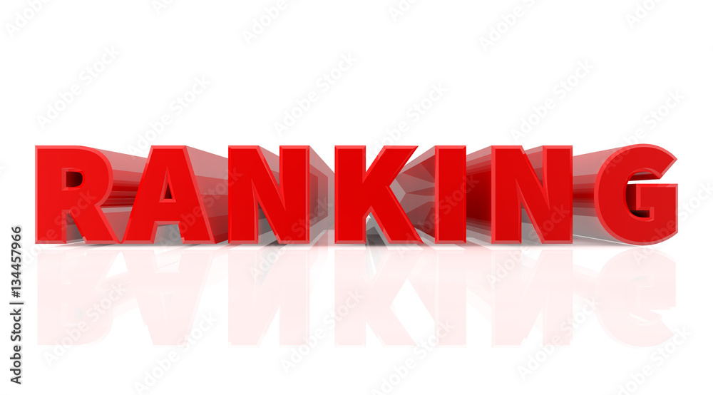 3D RANKING word on white background 3d rendering