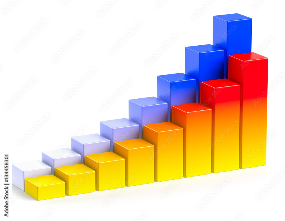 Bright colorful growing bar chart in two rows business concept Bright colorful growing bar chart in two rows business concept