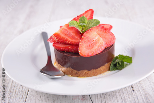 chocolate cake with strawberry for valentine