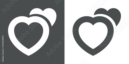 Icono plano corazones gris y blanco