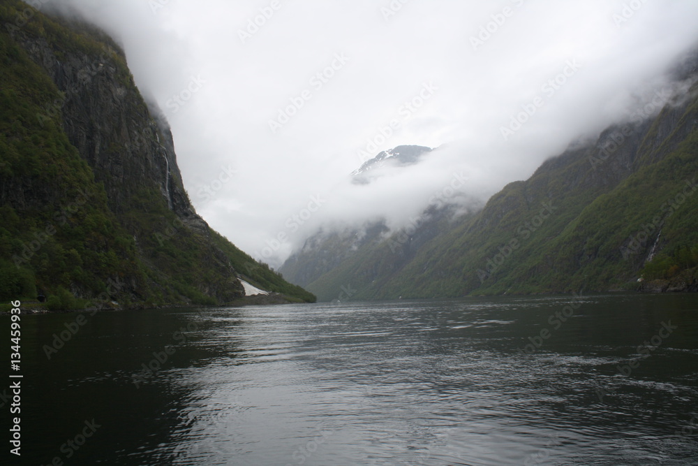 Clouds Hanging Low on Norwegian Fjord