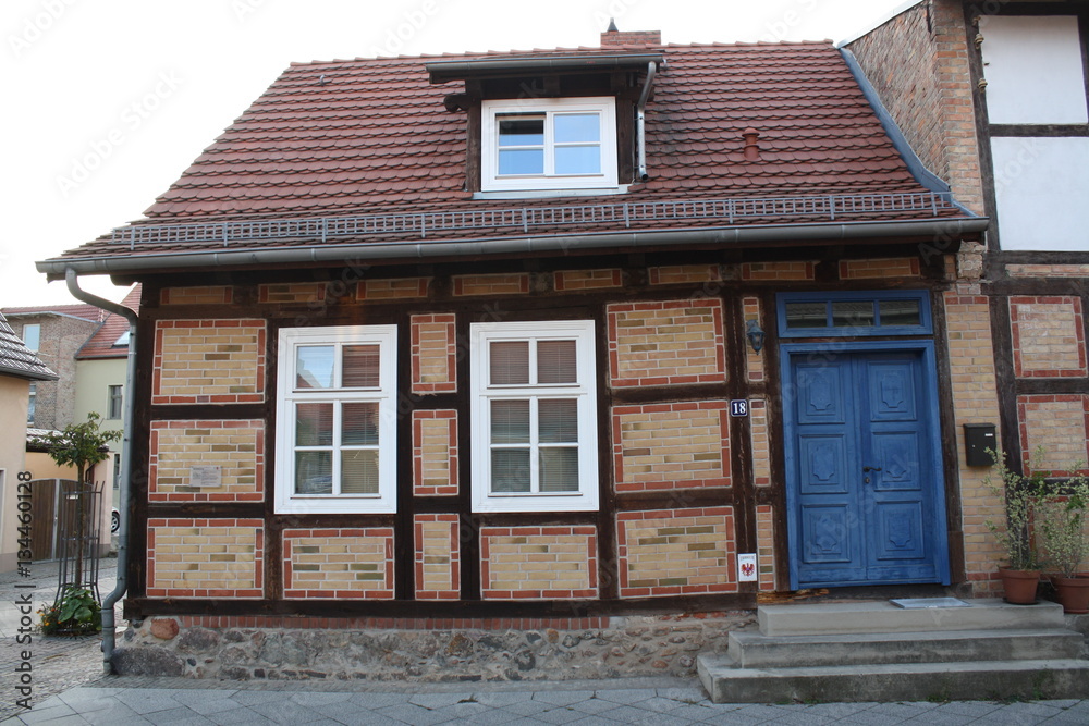 Timbered House with Blue Door